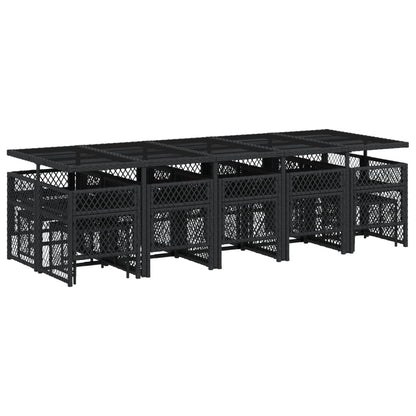 Set da Pranzo da Giardino 15 pz con Cuscini Nero in Polyrattan - homemem39