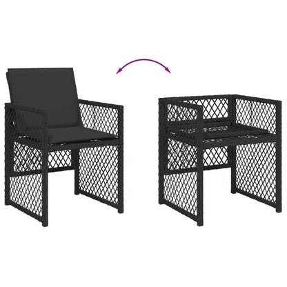 Set da Pranzo da Giardino 15 pz con Cuscini Nero in Polyrattan - homemem39
