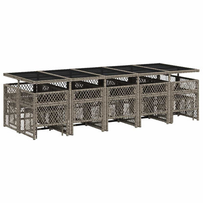 Set da Pranzo da Giardino 15 pz con Cuscini Grigio Polyrattan | homemem39