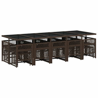 Set da Pranzo da Giardino 15 pz con Cuscini Marrone Polyrattan | homemem39