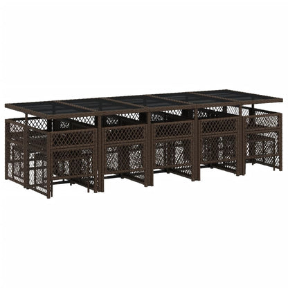 Set da Pranzo da Giardino 15 pz con Cuscini Marrone Polyrattan - homemem39