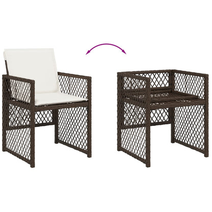 Set da Pranzo da Giardino 15 pz con Cuscini Marrone Polyrattan - homemem39