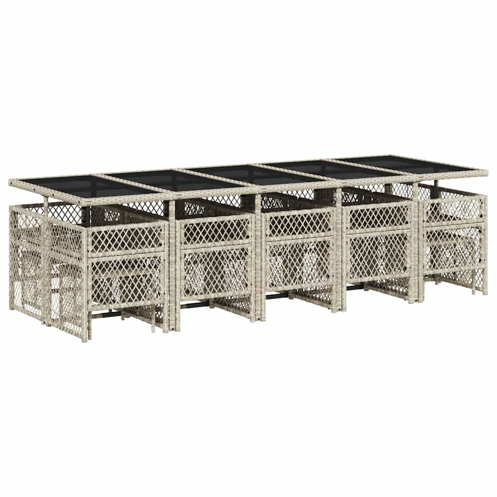 Set da Pranzo da Giardino 15 pz con Cuscini Grigio Polyrattan | homemem39