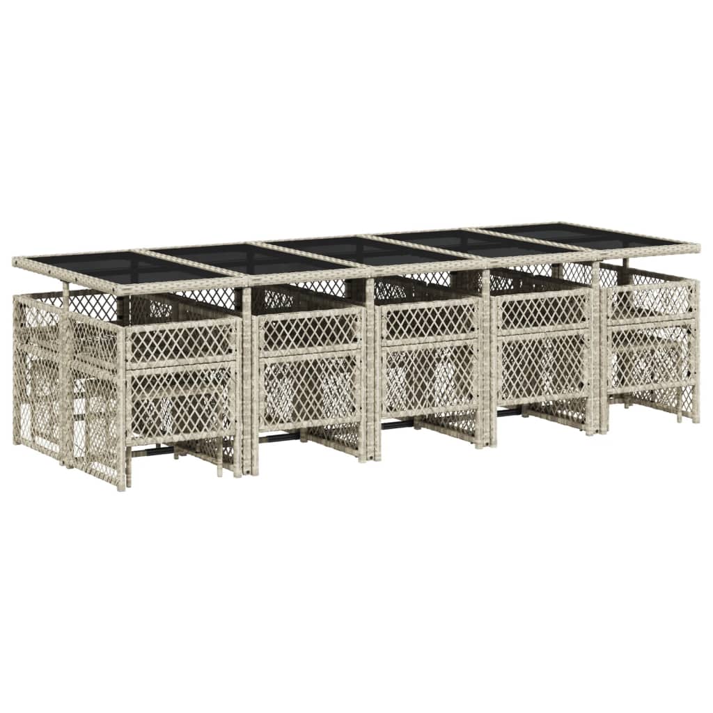 Set da Pranzo da Giardino 15 pz con Cuscini Grigio Polyrattan - homemem39