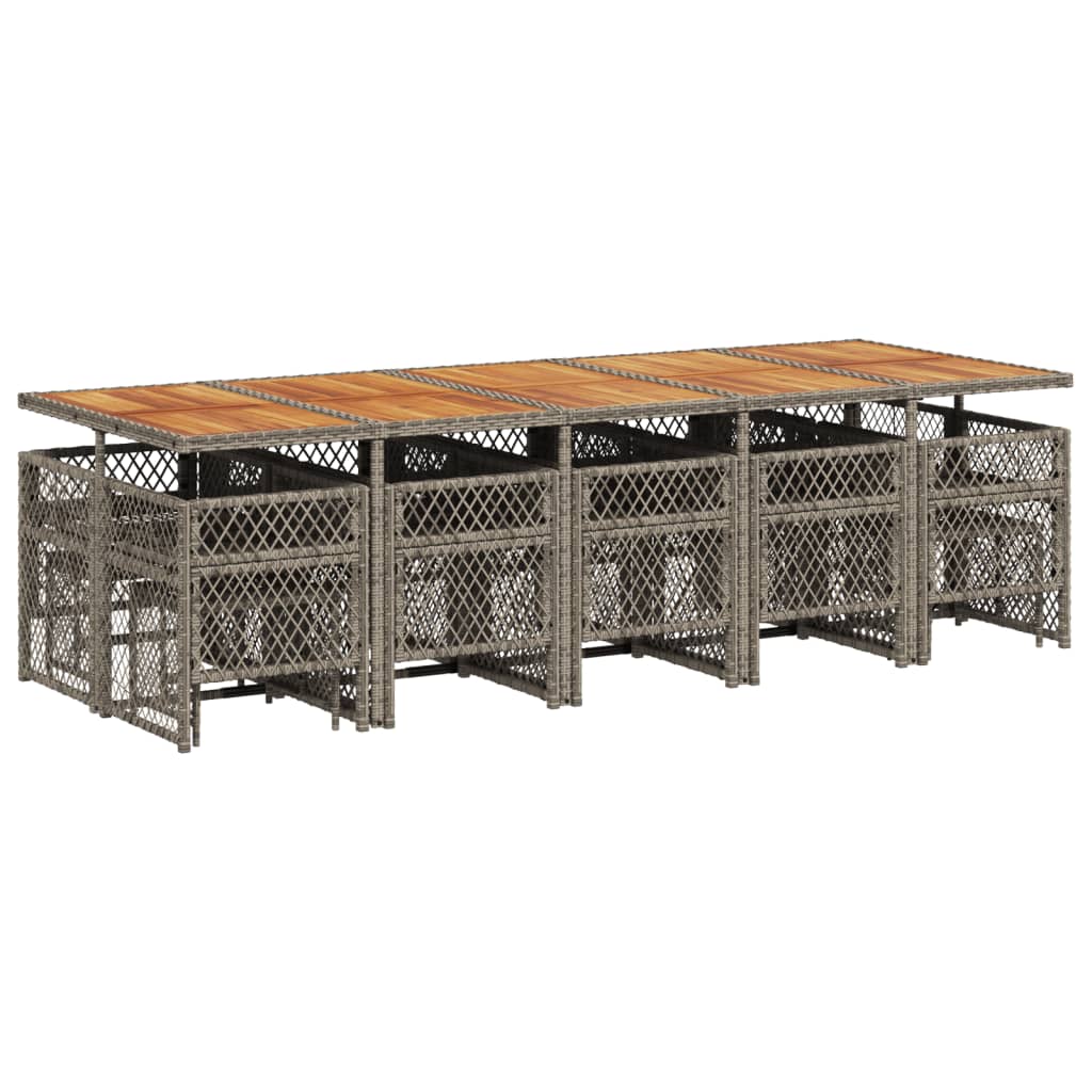 Set da Pranzo da Giardino 15 pz con Cuscini Grigio Polyrattan - homemem39