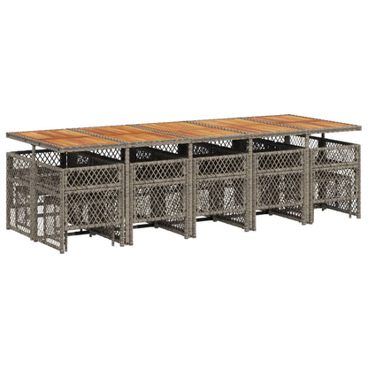 Set da Pranzo da Giardino 15 pz con Cuscini Grigio Polyrattan - homemem39