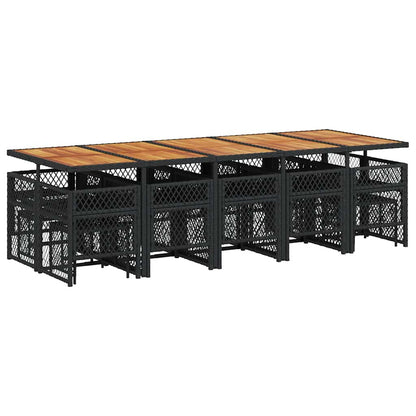 Set da Pranzo da Giardino 15 pz con Cuscini Nero in Polyrattan | homemem39