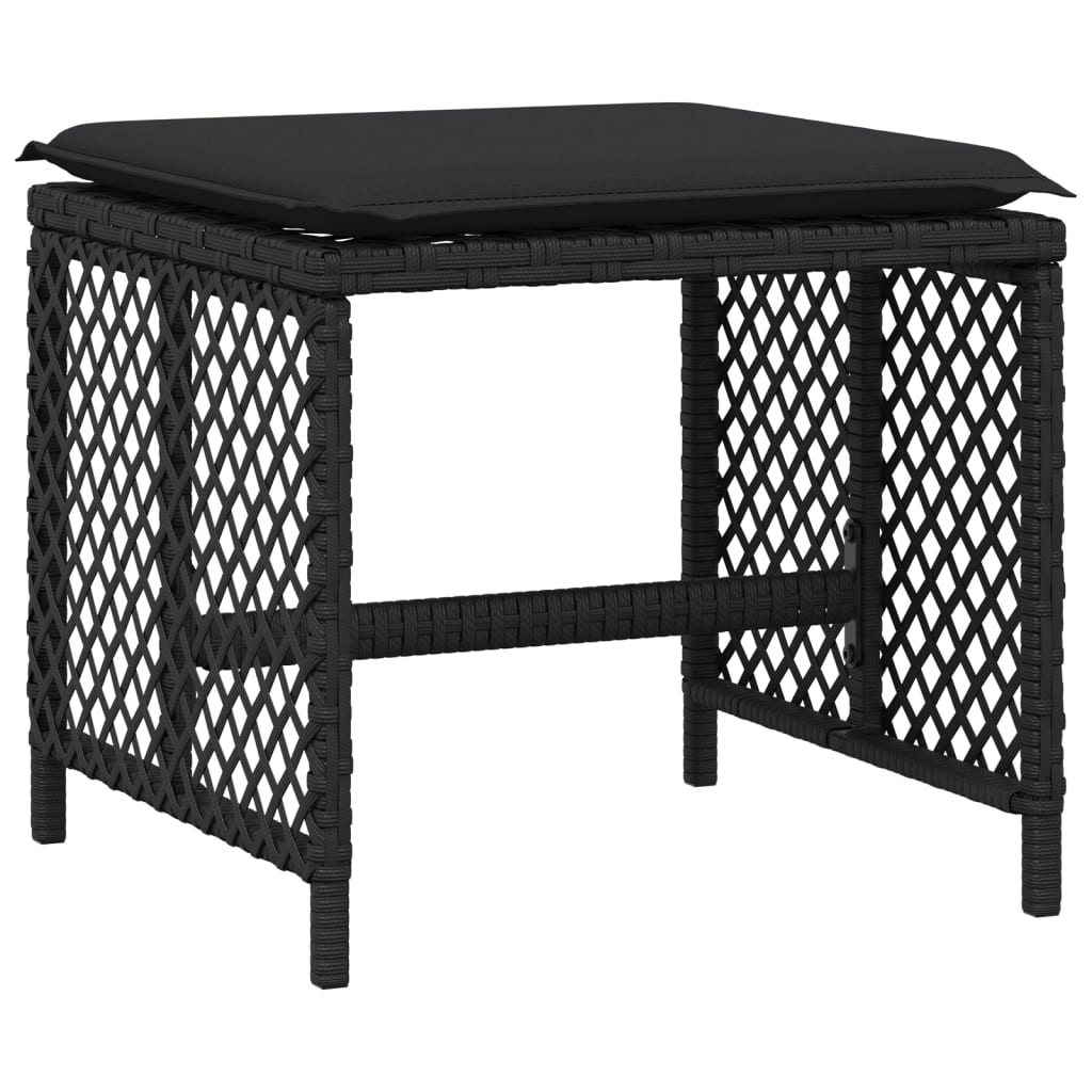 Set da Pranzo da Giardino 17 pz con Cuscini Nero in Polyrattan - homemem39