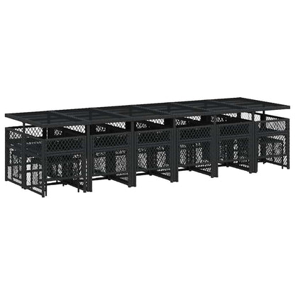Set da Pranzo da Giardino 17 pz con Cuscini Nero in Polyrattan | homemem39