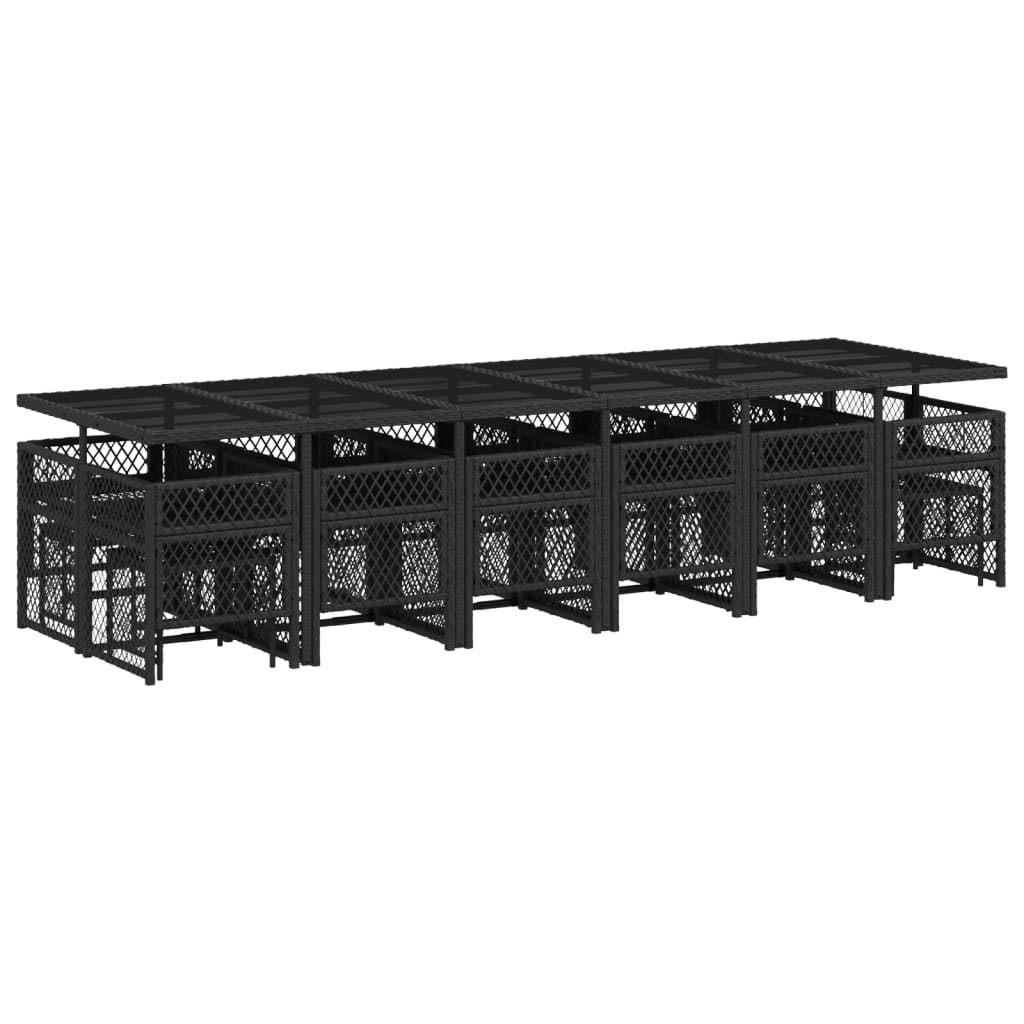 Set da Pranzo da Giardino 17 pz con Cuscini Nero in Polyrattan - homemem39