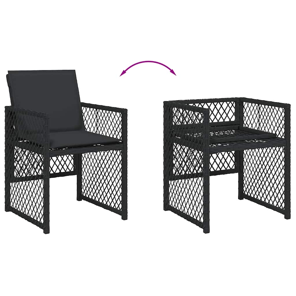 Set da Pranzo da Giardino 17 pz con Cuscini Nero in Polyrattan | homemem39
