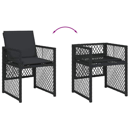 Set da Pranzo da Giardino 17 pz con Cuscini Nero in Polyrattan | homemem39