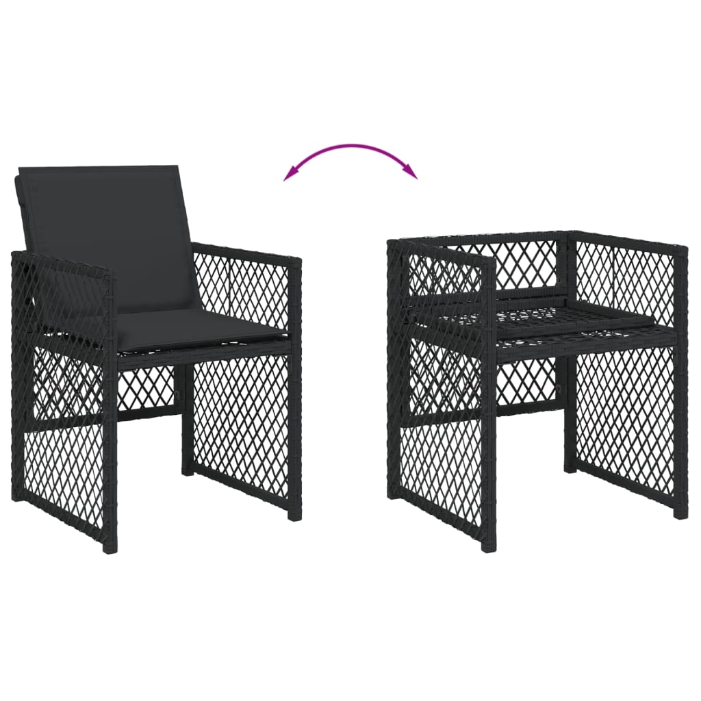Set da Pranzo da Giardino 17 pz con Cuscini Nero in Polyrattan - homemem39