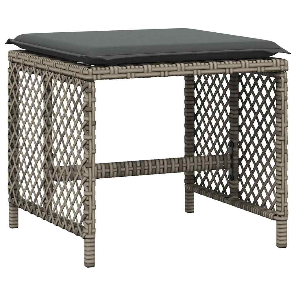 Set da Pranzo da Giardino 17pz con Cuscini Grigio in Polyrattan | homemem39