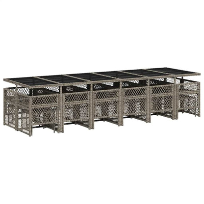 Set da Pranzo da Giardino 17pz con Cuscini Grigio in Polyrattan | homemem39