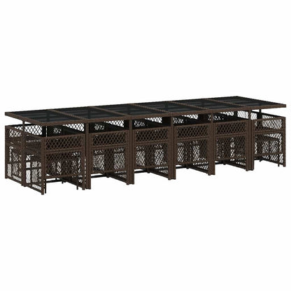 Set da Pranzo da Giardino 17 pz con Cuscini Marrone Polyrattan | homemem39
