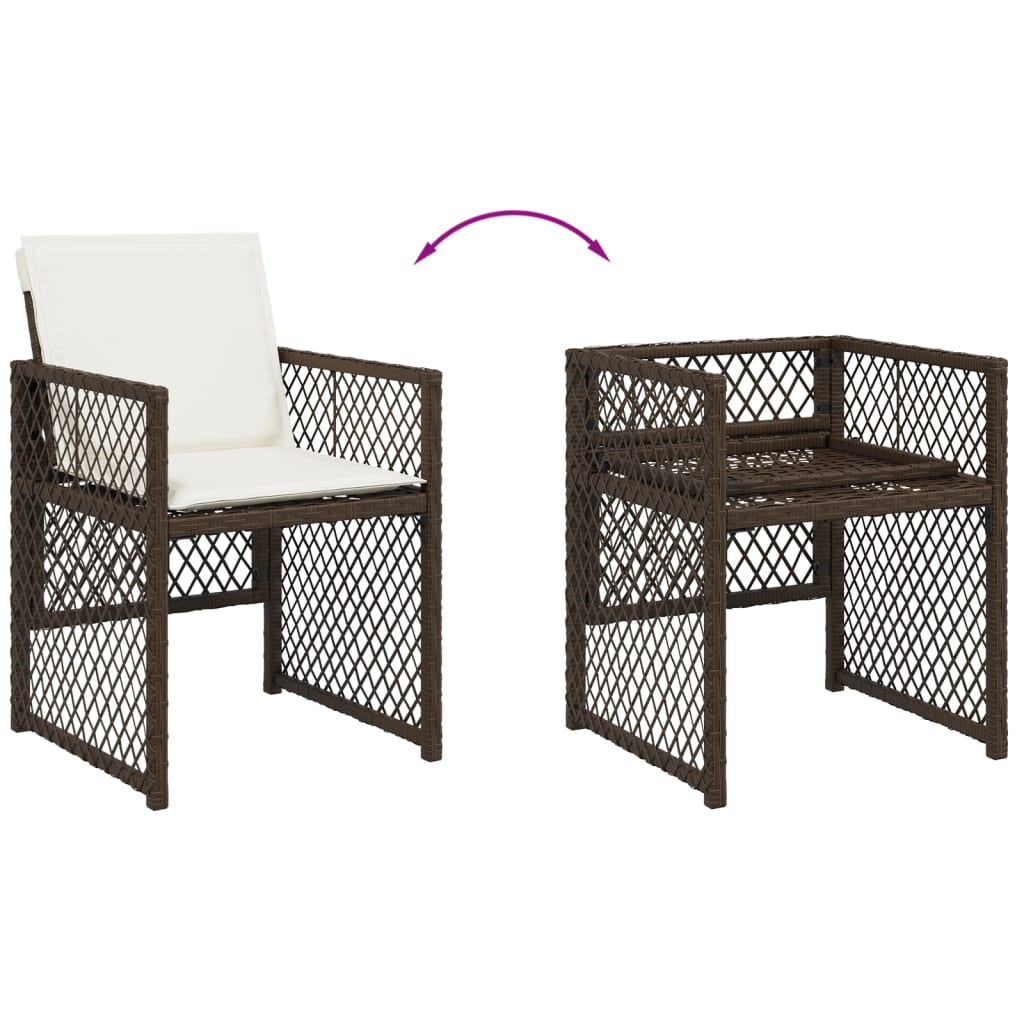 Set da Pranzo da Giardino 17 pz con Cuscini Marrone Polyrattan - homemem39