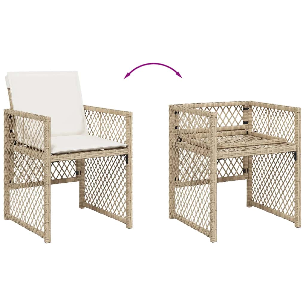 Set da Pranzo da Giardino 17 pz con Cuscini Beige in Polyrattan | homemem39