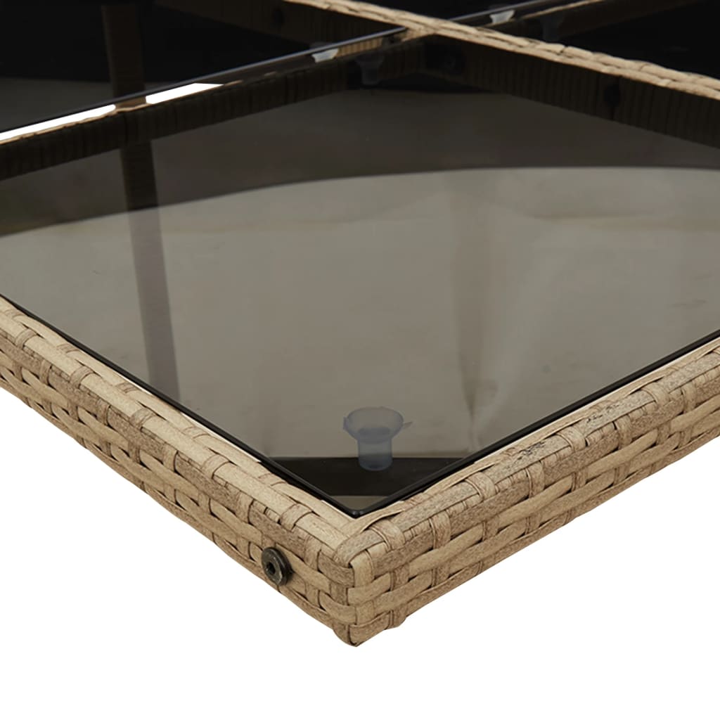 Set da Pranzo da Giardino 17 pz con Cuscini Beige in Polyrattan - homemem39