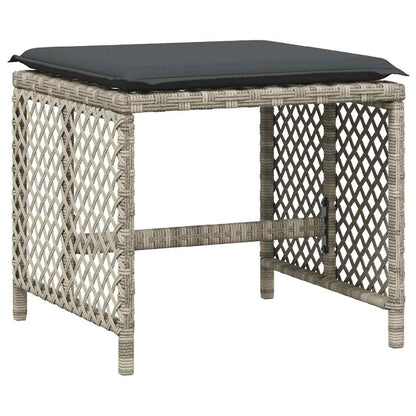 Set da Pranzo da Giardino 17pz con Cuscini Grigio in Polyrattan | homemem39
