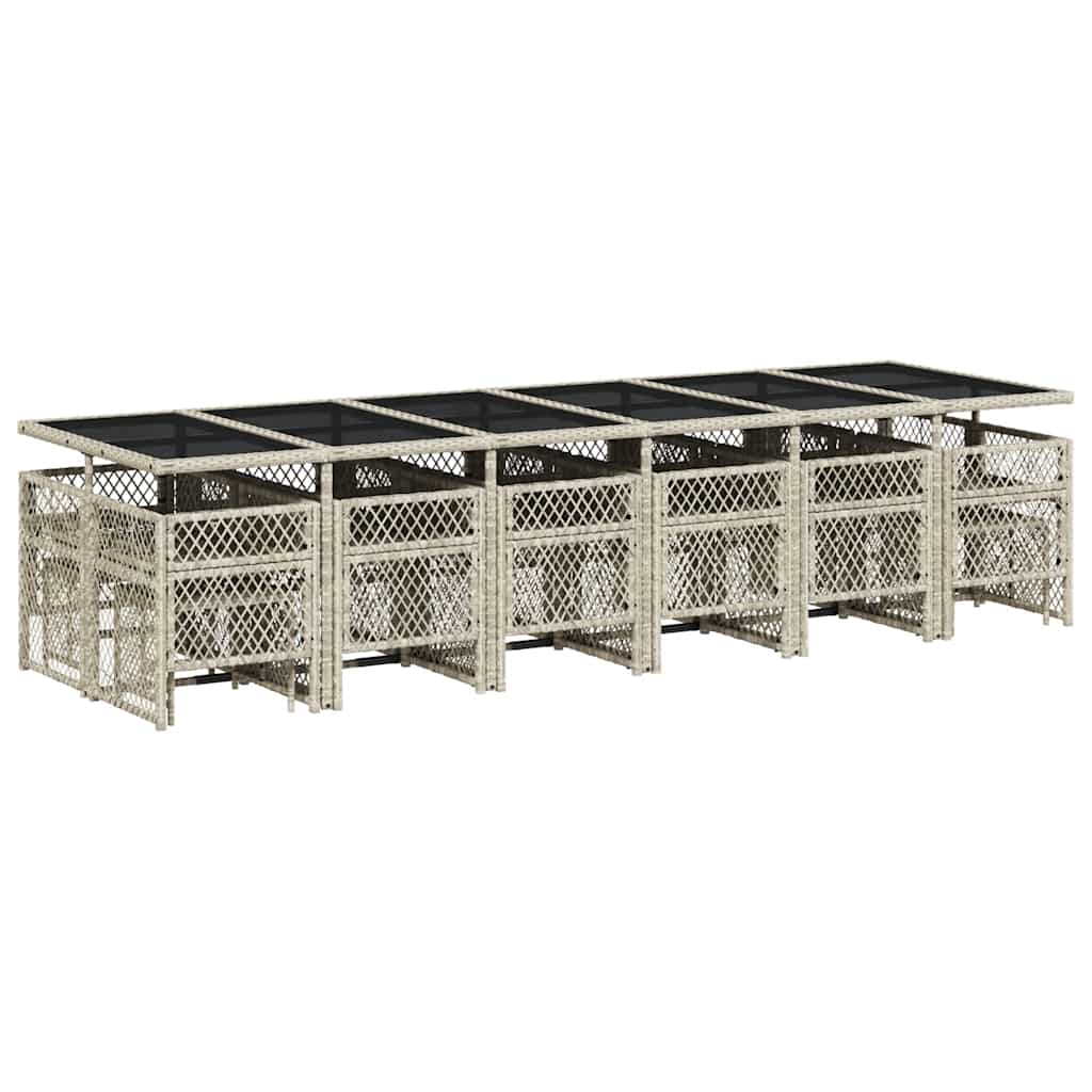 Set da Pranzo da Giardino 17pz con Cuscini Grigio in Polyrattan | homemem39