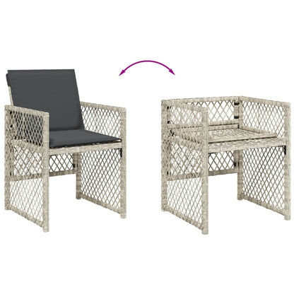 Set da Pranzo da Giardino 17pz con Cuscini Grigio in Polyrattan - homemem39