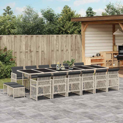 Set da Pranzo da Giardino 17pz con Cuscini Grigio in Polyrattan | homemem39