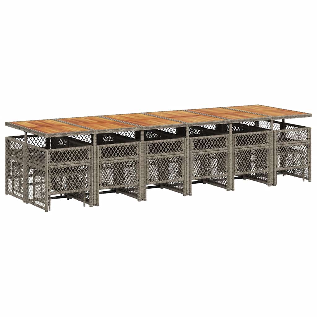 Set da Pranzo da Giardino 17pz con Cuscini Grigio in Polyrattan | homemem39
