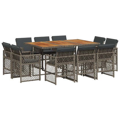 Set da Pranzo da Giardino 11pz con Cuscini in Polyrattan Grigio | homemem39