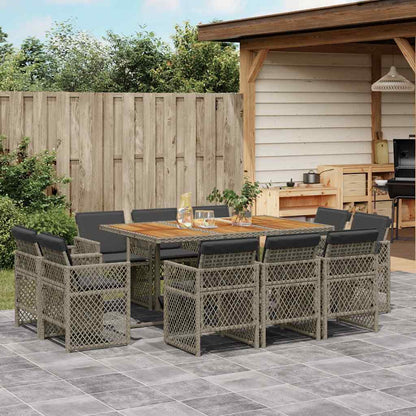 Set da Pranzo da Giardino 11pz con Cuscini in Polyrattan Grigio | homemem39