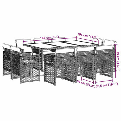 Set da Pranzo da Giardino 11 pz con Cuscini in Polyrattan Nero | homemem39