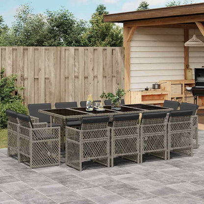 Set da Pranzo da Giardino 13pz con Cuscini Grigio in Polyrattan | homemem39