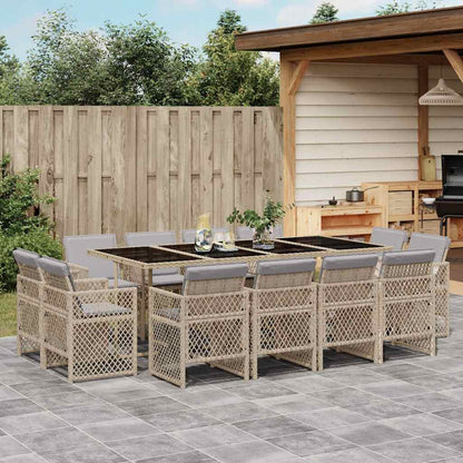 Set Pranzo da Giardino 13 pz con Cuscini Beige Misto Polyrattan | homemem39