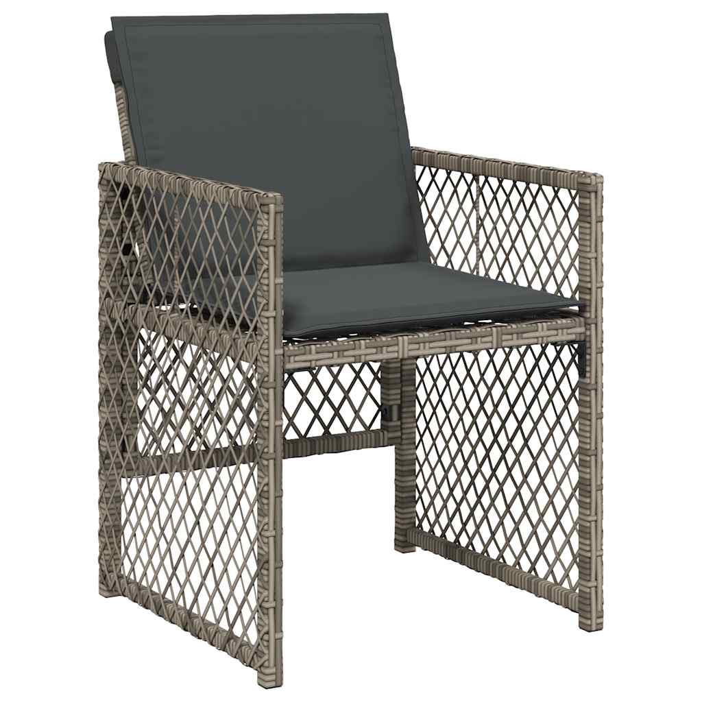 Set da Pranzo da Giardino 13pz con Cuscini Grigio in Polyrattan | homemem39