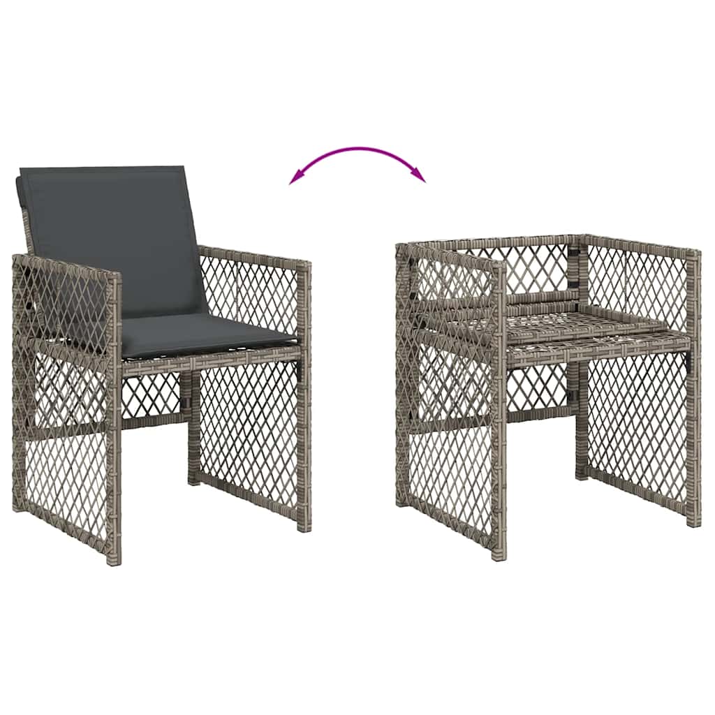 Set da Pranzo da Giardino 13pz con Cuscini Grigio in Polyrattan | homemem39