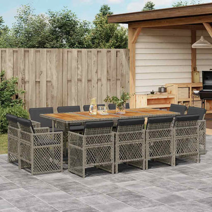 Set da Pranzo da Giardino 13pz con Cuscini Grigio in Polyrattan | homemem39