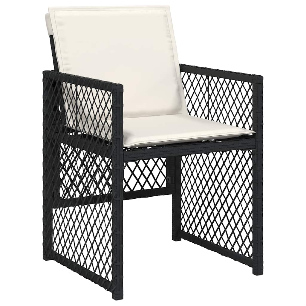 Set da Pranzo da Giardino 13pz con Cuscini Nero in Polyrattan | homemem39