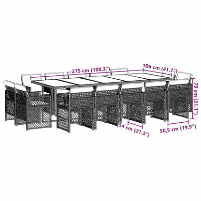 Set da Pranzo da Giardino 15 pz con Cuscini Nero in Polyrattan | homemem39