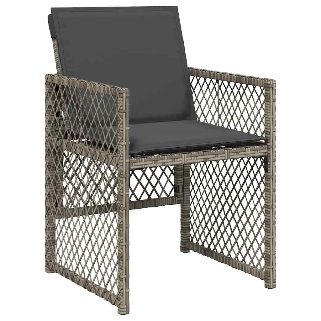 Set da Pranzo da Giardino 15 pz con Cuscini Grigio Polyrattan | homemem39