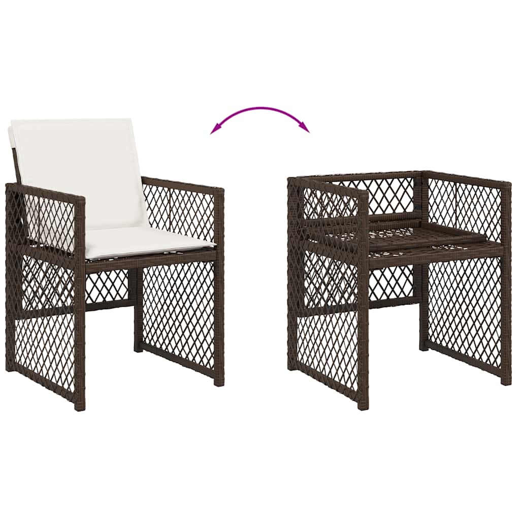 Set da Pranzo da Giardino 15 pz con Cuscini Marrone Polyrattan | homemem39
