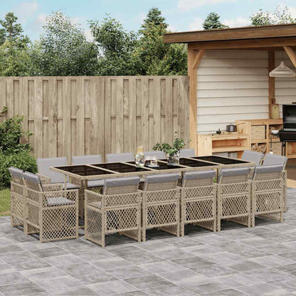Set Pranzo da Giardino 15 pz con Cuscini Beige Misto Polyrattan | homemem39