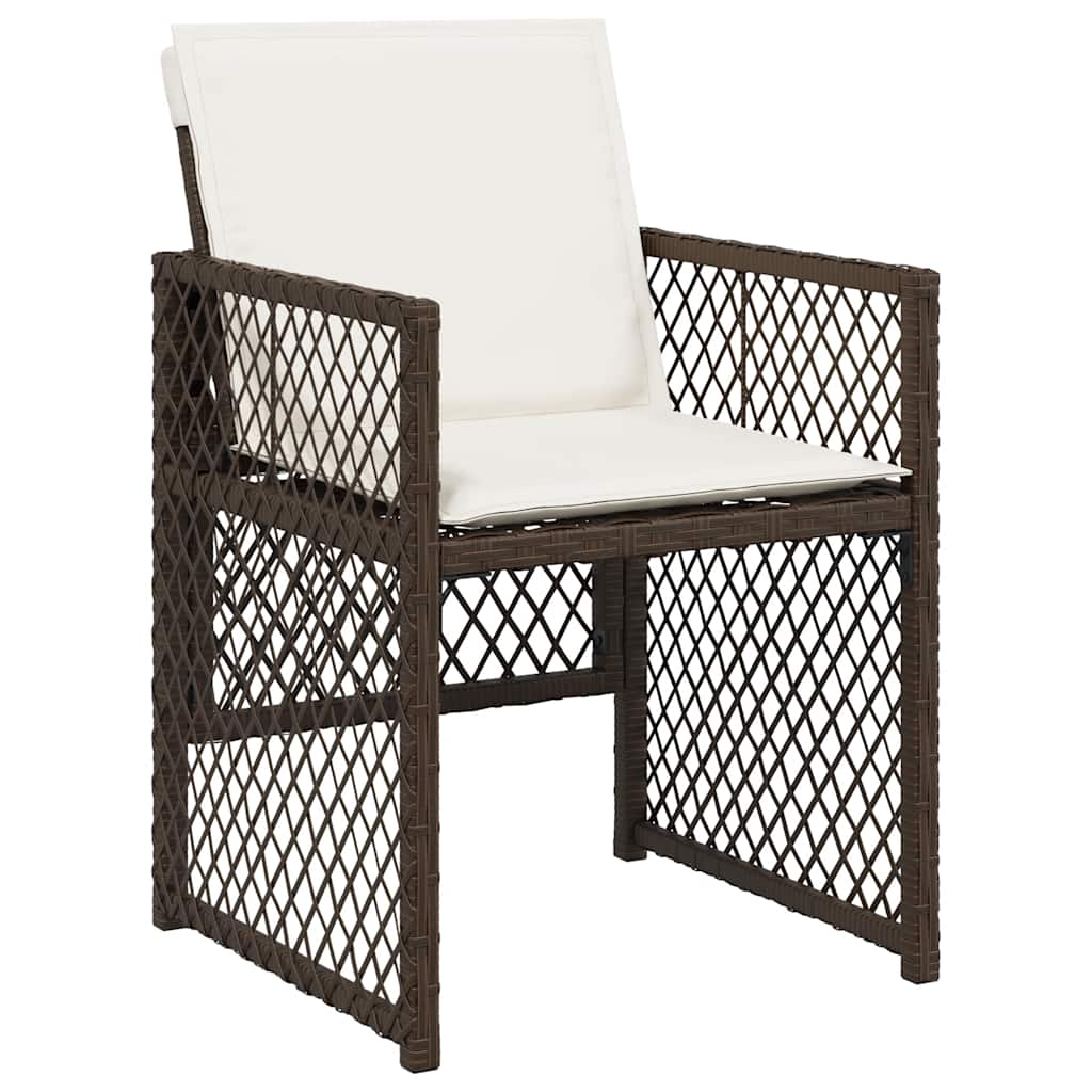 Set da Pranzo da Giardino 17 pz con Cuscini Marrone Polyrattan | homemem39