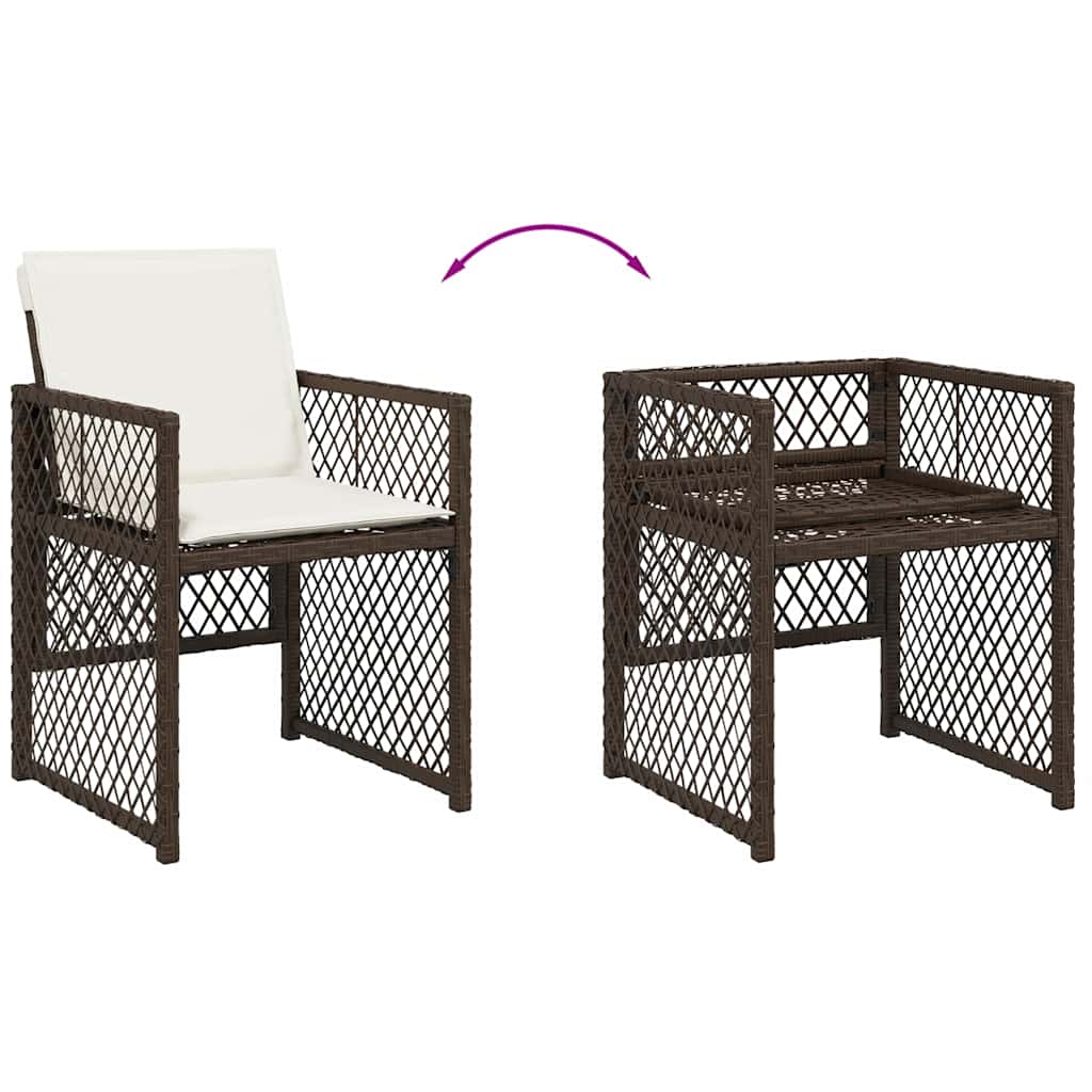 Set da Pranzo da Giardino 17 pz con Cuscini Marrone Polyrattan | homemem39