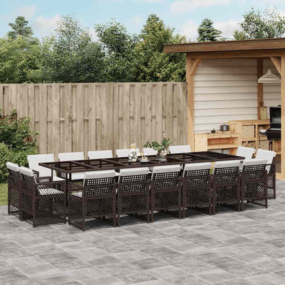 Set da Pranzo da Giardino 17 pz con Cuscini Marrone Polyrattan | homemem39