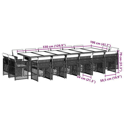 Set Pranzo da Giardino 17 pz con Cuscini Beige Misto Polyrattan | homemem39