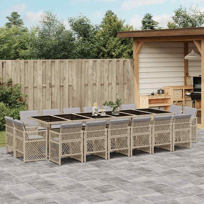 Set Pranzo da Giardino 17 pz con Cuscini Beige Misto Polyrattan | homemem39