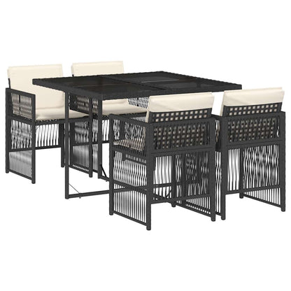 Set da Pranzo da Giardino 5 pz Nero con Cuscini in Polyrattan | homemem39