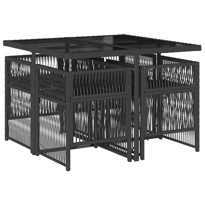 Set da Pranzo da Giardino 5 pz Nero con Cuscini in Polyrattan | homemem39