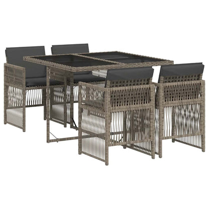 Set da Pranzo da Giardino 5 pz con Cuscini in Polyrattan Grigio | homemem39