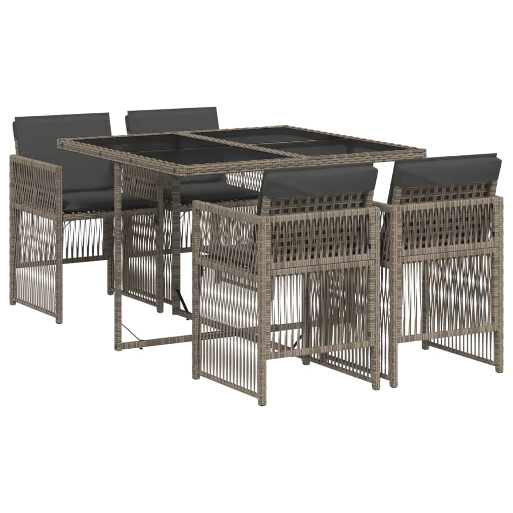 Set da Pranzo da Giardino 5 pz con Cuscini in Polyrattan Grigio - homemem39